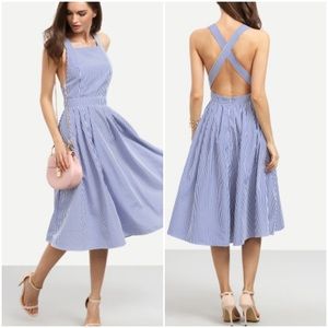🔆1 left!🔆 Criss-Cross Back Pinstripe Swing Dress